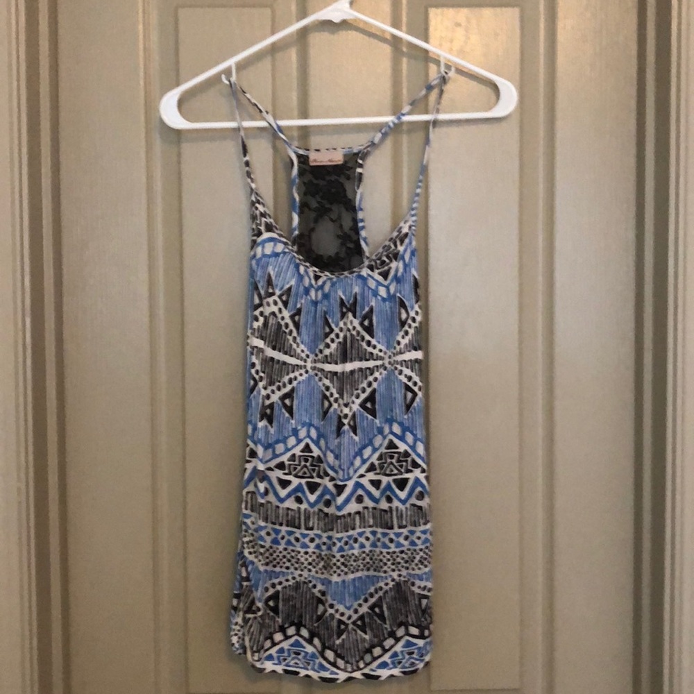 Blue and black Aztec print tank